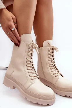 Botki Sznurowane|Brązowe I Beżowe Botki><noscript><img width=