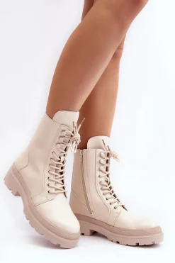 Botki Sznurowane|Brązowe I Beżowe Botki><noscript><img width=