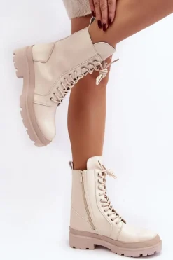 Botki Sznurowane|Brązowe I Beżowe Botki><noscript><img width=