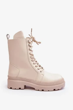 Botki Sznurowane|Brązowe I Beżowe Botki><noscript><img width=