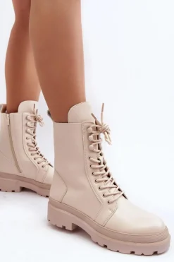 Botki Sznurowane|Brązowe I Beżowe Botki><noscript><img width=