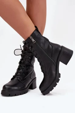 Sale Buty damskie Vinceza Botki Workery Damskie Na Klocku Ocieplane Vinceza 89136 Czarne Czarny