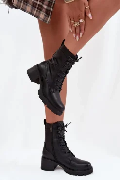 Sale Buty damskie Vinceza Botki Workery Damskie Na Klocku Ocieplane Vinceza 89136 Czarne Czarny