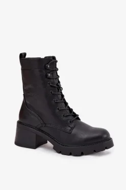 Sale Buty damskie Vinceza Botki Workery Damskie Na Klocku Ocieplane Vinceza 89136 Czarne Czarny