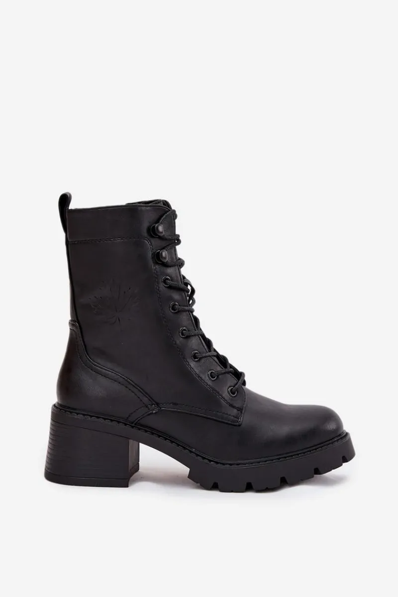 Sale Buty damskie Vinceza Botki Workery Damskie Na Klocku Ocieplane Vinceza 89136 Czarne Czarny