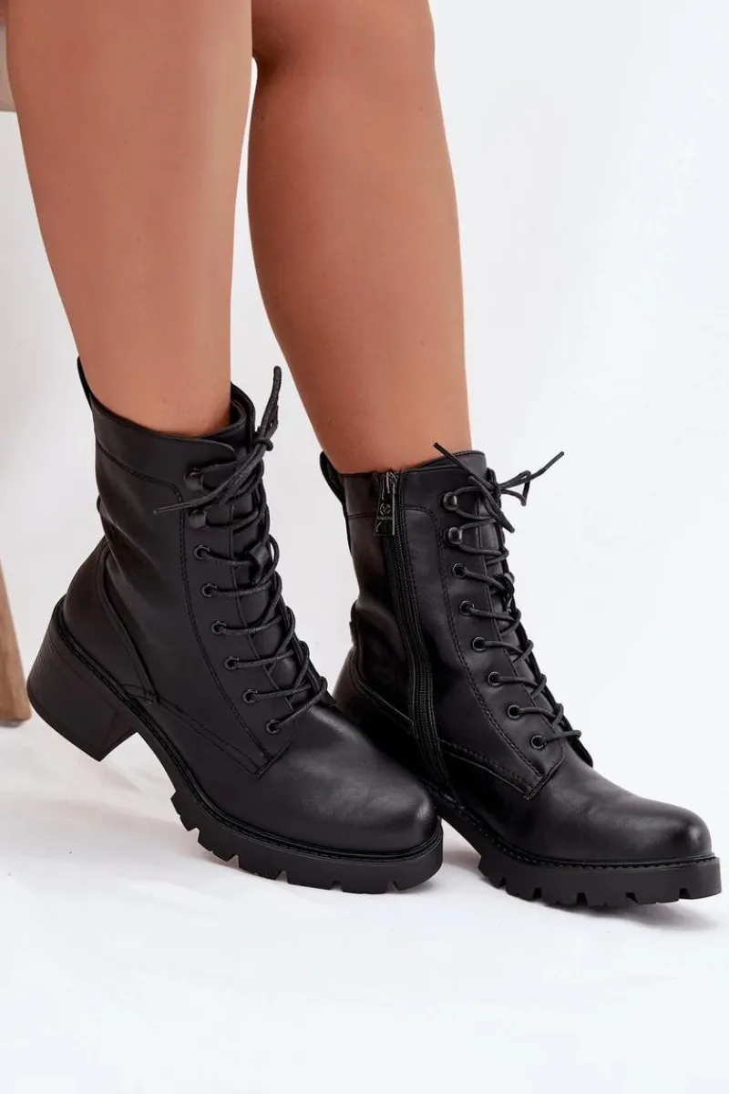 Sale Buty damskie Vinceza Botki Workery Damskie Na Klocku Ocieplane Vinceza 89136 Czarne Czarny