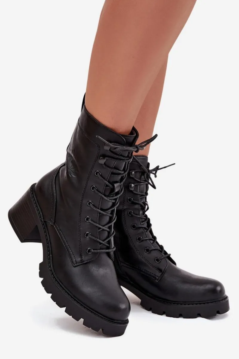 Sale Buty damskie Vinceza Botki Workery Damskie Na Klocku Ocieplane Vinceza 89136 Czarne Czarny