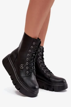 Clearance Botki Workery Damskie Na Platformie Ocieplane Vinceza 58588 Czarne Damskie Botki Ocieplane|Botki Na Koturnie