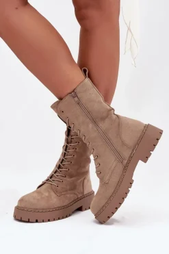 Online Boto Botki Workery Damskie Ocieplane Khaki Marvielle