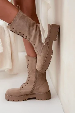 Online Boto Botki Workery Damskie Ocieplane Khaki Marvielle