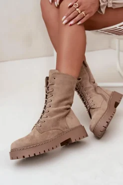 Online Boto Botki Workery Damskie Ocieplane Khaki Marvielle