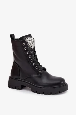 Online Boto Botki Workery Damskie Z Kryształkami Na Języku Czarne Rosira