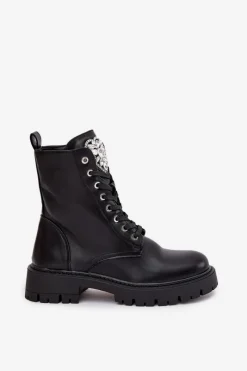 Online Boto Botki Workery Damskie Z Kryształkami Na Języku Czarne Rosira