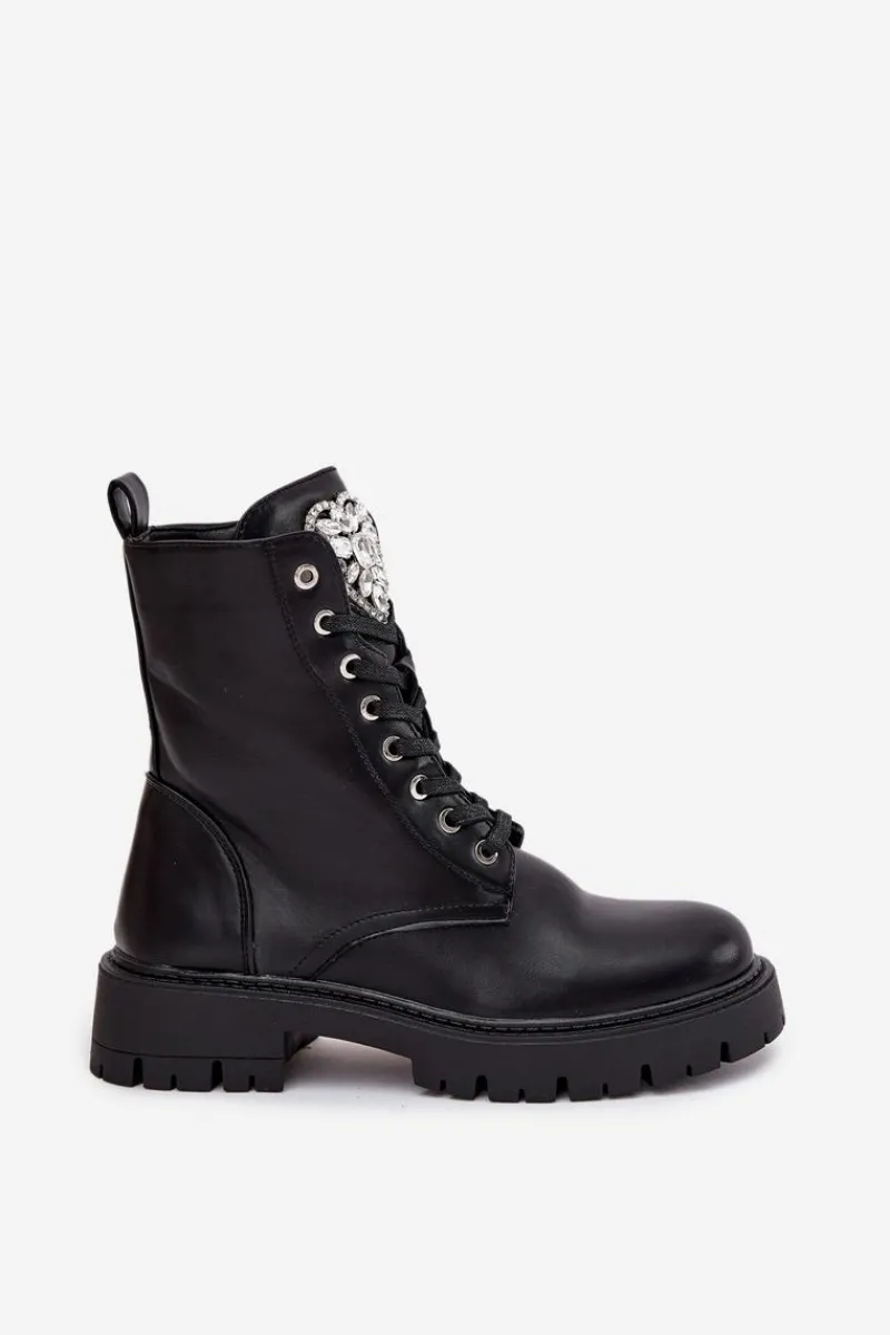 Online Boto Botki Workery Damskie Z Kryształkami Na Języku Czarne Rosira