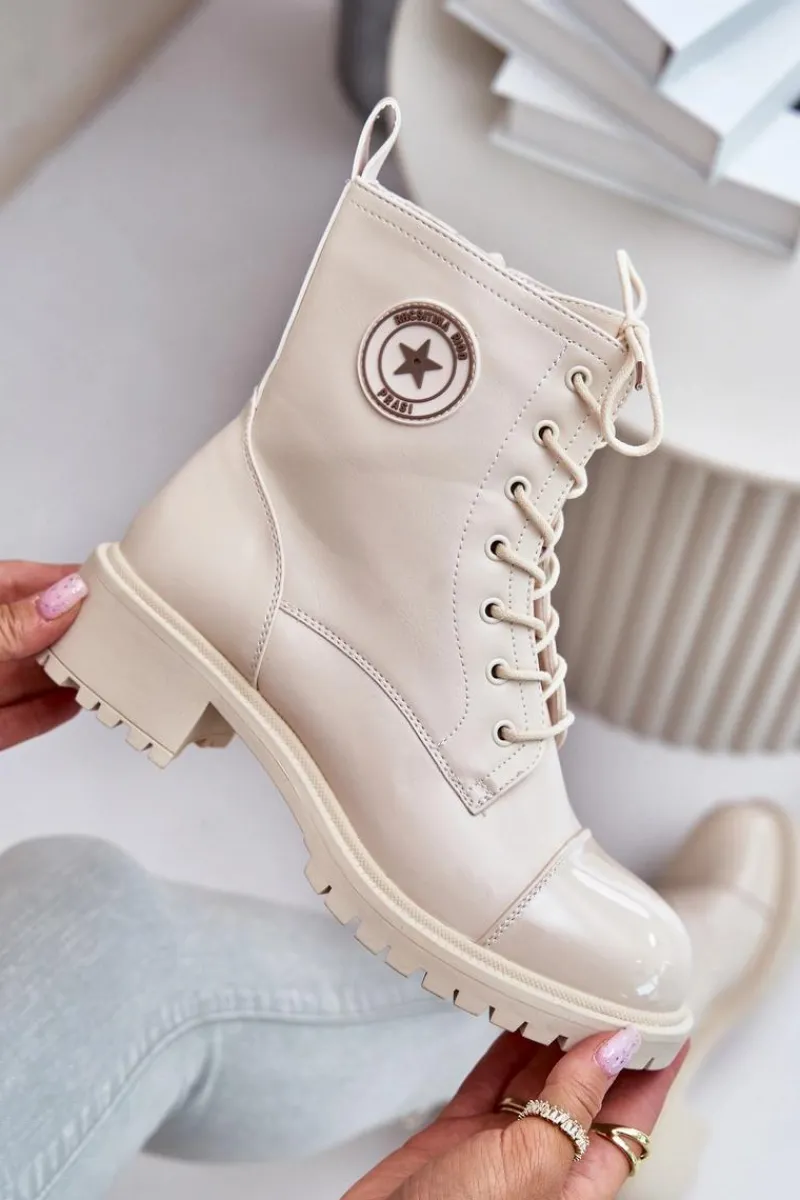 Botki Sznurowane|Botki Płaskie>Boto Botki Workery Na Zamek Ocieplane Beżowe Soratta