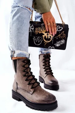 New Buty Sergio Leone Botki Workery Ocieplane Sergio Leone Szare TR756