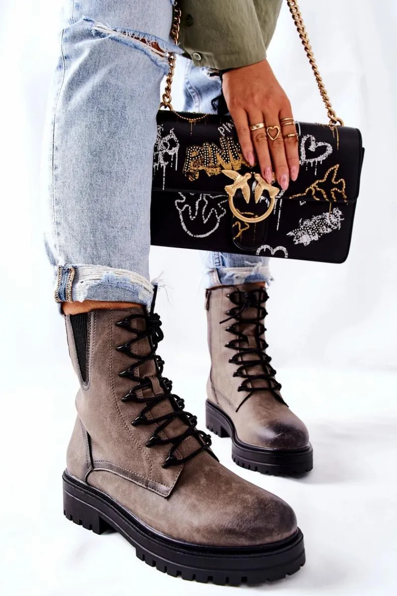 New Buty Sergio Leone Botki Workery Ocieplane Sergio Leone Szare TR756