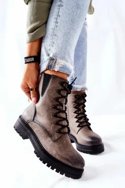 New Buty Sergio Leone Botki Workery Ocieplane Sergio Leone Szare TR756