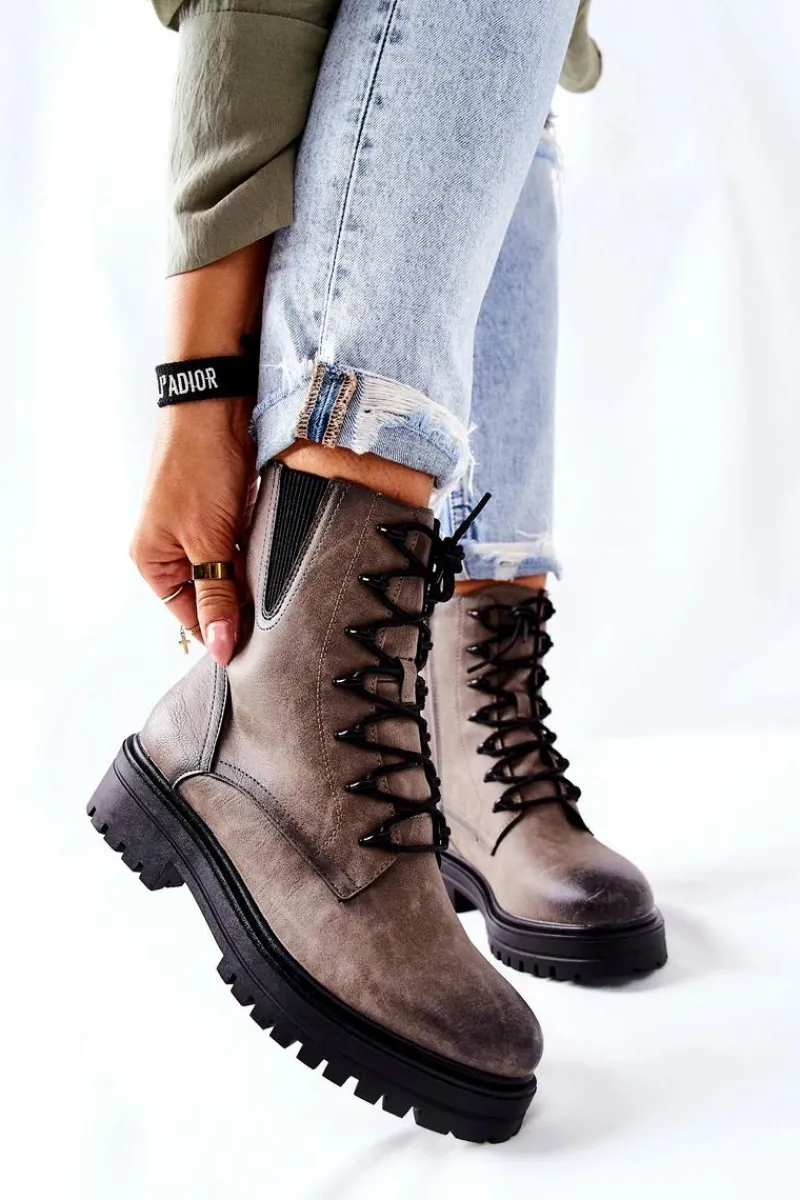 New Buty Sergio Leone Botki Workery Ocieplane Sergio Leone Szare TR756