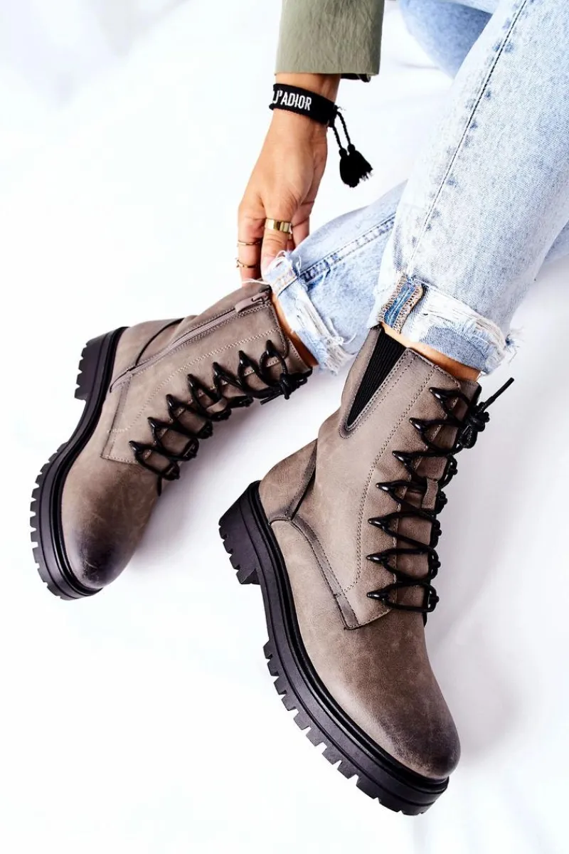 New Buty Sergio Leone Botki Workery Ocieplane Sergio Leone Szare TR756