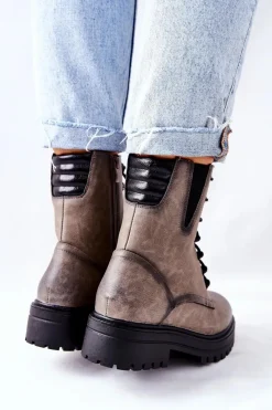 New Buty Sergio Leone Botki Workery Ocieplane Sergio Leone Szare TR756