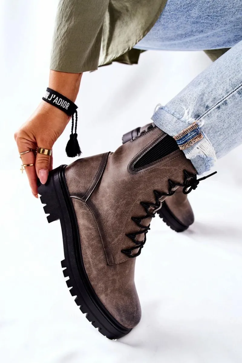 New Buty Sergio Leone Botki Workery Ocieplane Sergio Leone Szare TR756