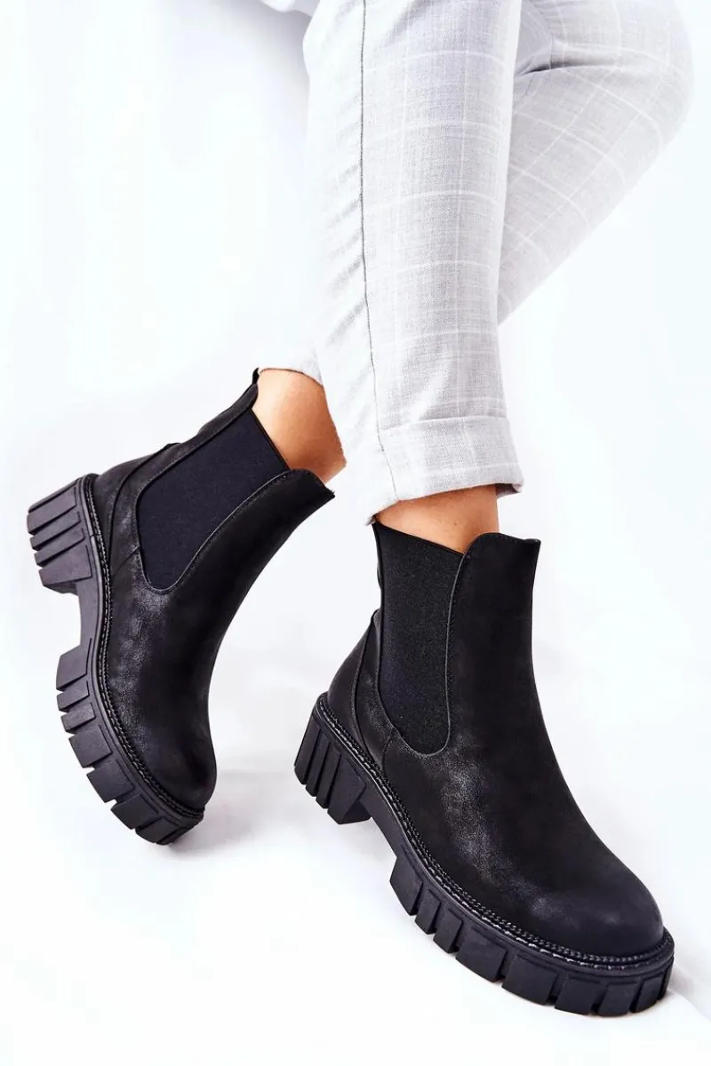 Best Buty Sergio Leone Botki Workery Trapery Ocieplane Sergio Leone TR761 Czarne