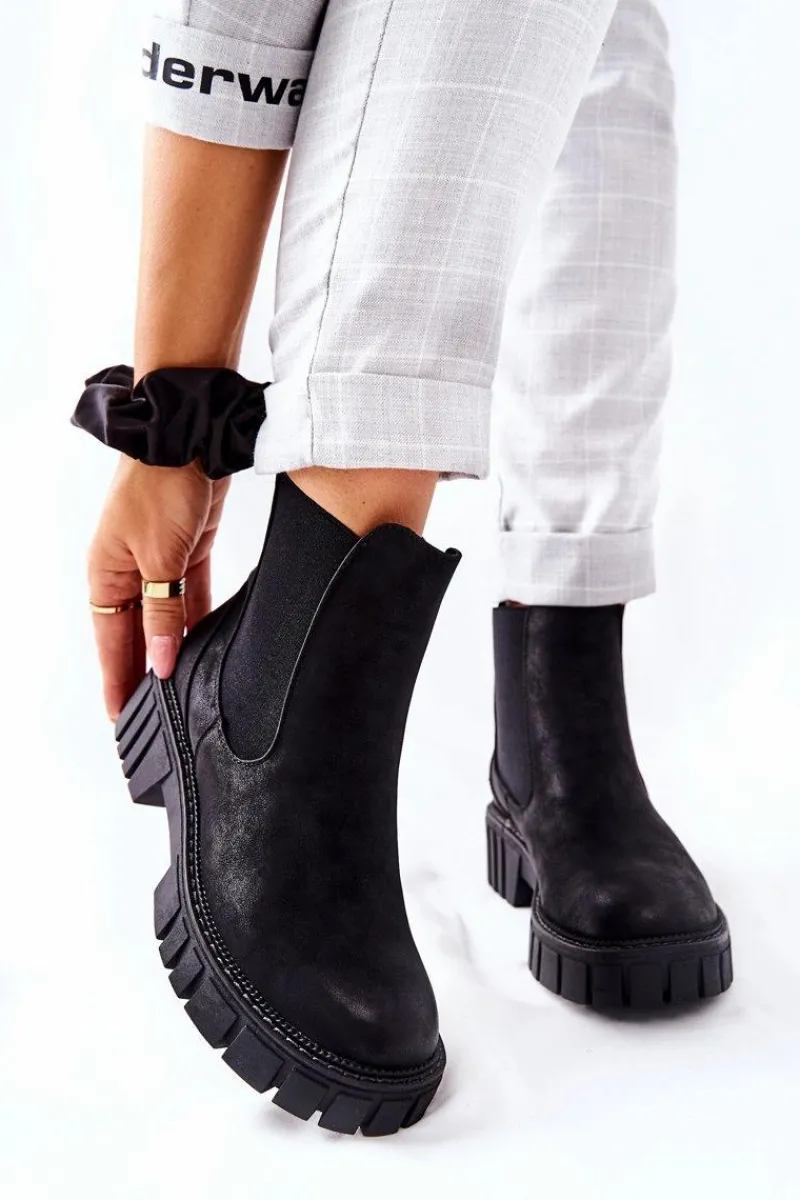 Best Buty Sergio Leone Botki Workery Trapery Ocieplane Sergio Leone TR761 Czarne