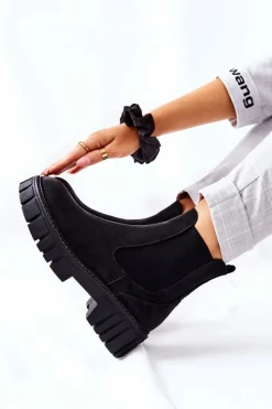 Best Buty Sergio Leone Botki Workery Trapery Ocieplane Sergio Leone TR761 Czarne