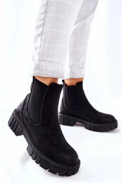 Best Buty Sergio Leone Botki Workery Trapery Ocieplane Sergio Leone TR761 Czarne