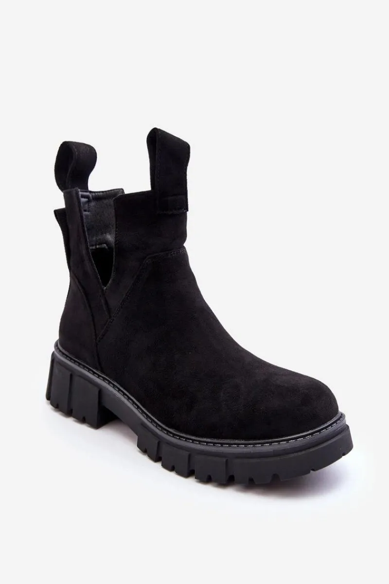 Discount Botki Workery Z Wycięciem Czarne Heaven Damskie Botki Wiosenne|Czarne Botki