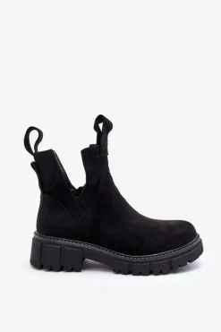 Discount Botki Workery Z Wycięciem Czarne Heaven Damskie Botki Wiosenne|Czarne Botki