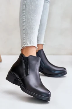 Hot Buty damskie Vinceza Botki Z Niską Cholewką Ocieplane Futerkiem Vinceza 85150 Czarne