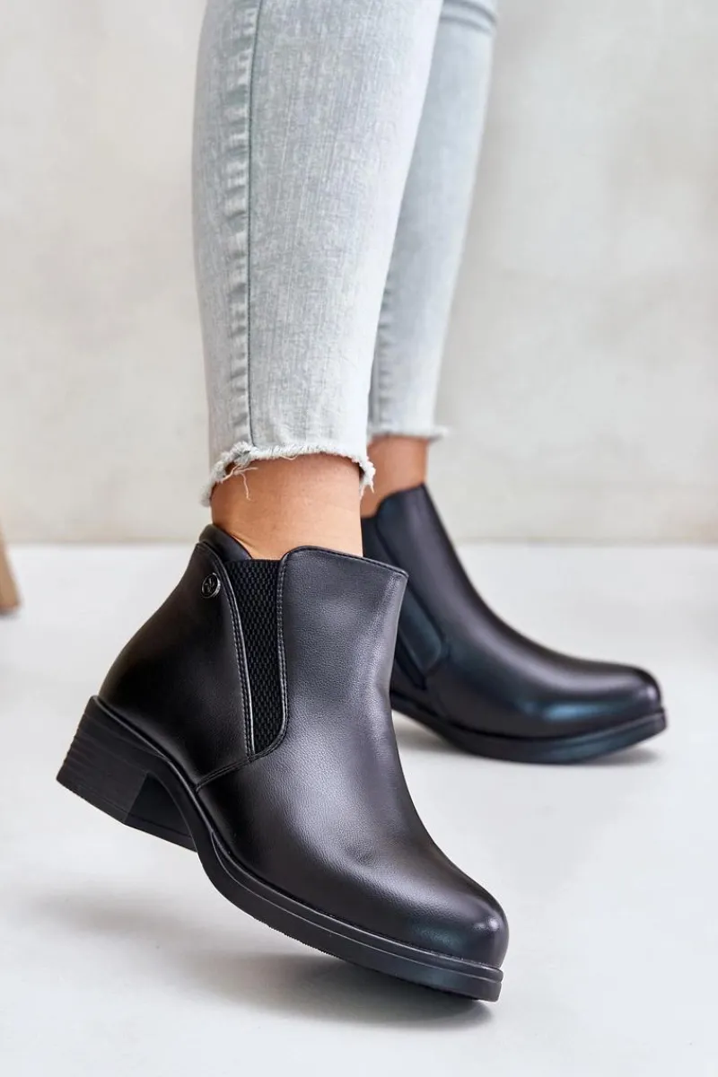 Hot Buty damskie Vinceza Botki Z Niską Cholewką Ocieplane Futerkiem Vinceza 85150 Czarne