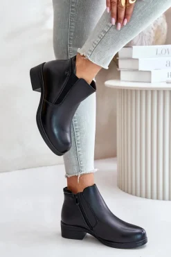 Hot Buty damskie Vinceza Botki Z Niską Cholewką Ocieplane Futerkiem Vinceza 85150 Czarne