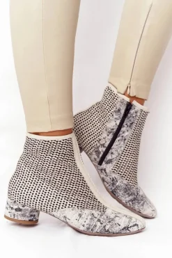 Sale Maciejka Botki Z Plecionki Na Obcasie 04937-03 Popiel