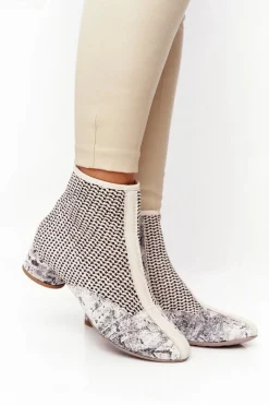 Sale Maciejka Botki Z Plecionki Na Obcasie 04937-03 Popiel