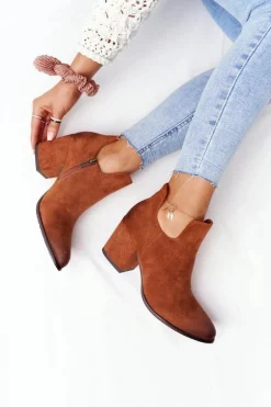 Botki Wiosenne|Botki Na Słupku>Buty damskie Vinceza Botki Z Wycięciami Na Słupku Vinceza 21-10558 Camel