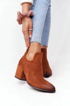 Botki Wiosenne|Botki Na Słupku>Buty damskie Vinceza Botki Z Wycięciami Na Słupku Vinceza 21-10558 Camel