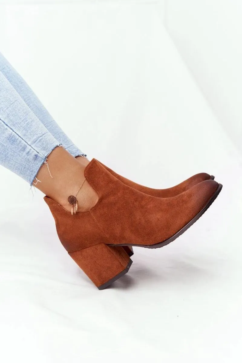 Botki Wiosenne|Botki Na Słupku>Buty damskie Vinceza Botki Z Wycięciami Na Słupku Vinceza 21-10558 Camel