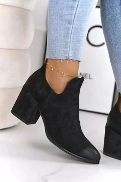 Sale Buty damskie Vinceza Botki Z Wycięciami Na Słupku Vinceza 21-10558 Czarne