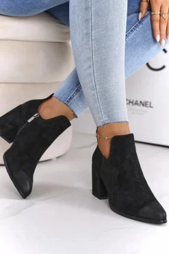 Sale Buty damskie Vinceza Botki Z Wycięciami Na Słupku Vinceza 21-10558 Czarne