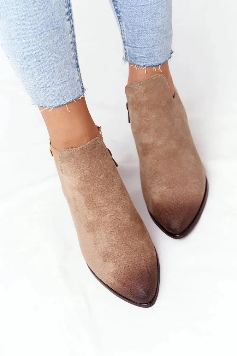 Botki Z Wycięciami Na Słupku Vinceza 21-10558 Beżowe Damskie Botki Wiosenne|Botki Na Słupku