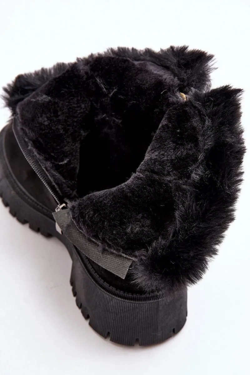 Botki Zamszowe Damskie Z Futerkiem Czarne Hasiva Damskie Botki Ocieplane|Damskie Trapery