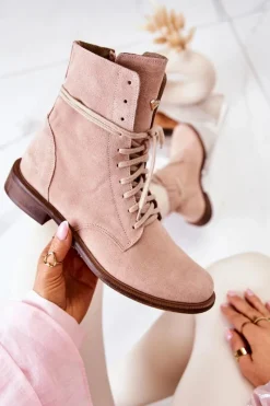 New Boto Botki Zamszowe Nicole Różowe 2697