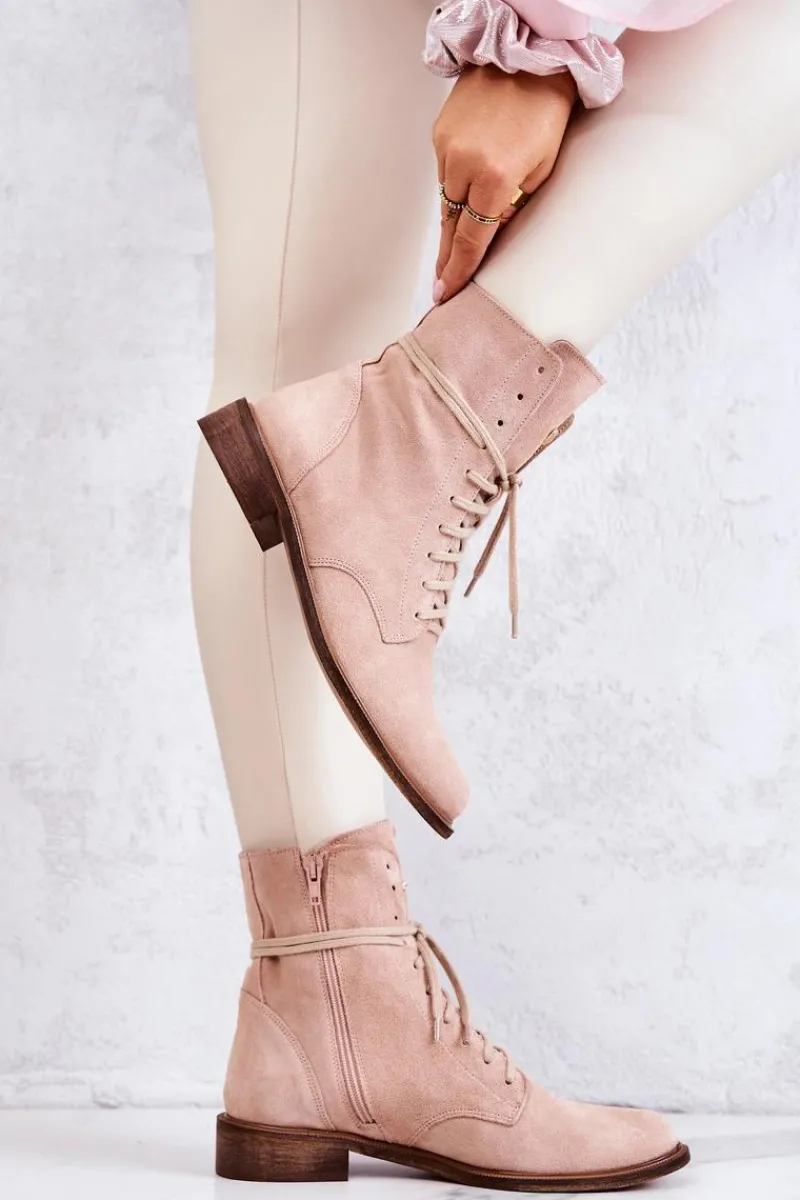 New Boto Botki Zamszowe Nicole Różowe 2697