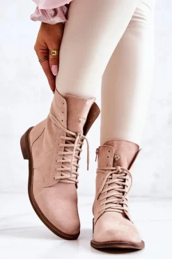 New Boto Botki Zamszowe Nicole Różowe 2697