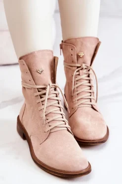 New Boto Botki Zamszowe Nicole Różowe 2697