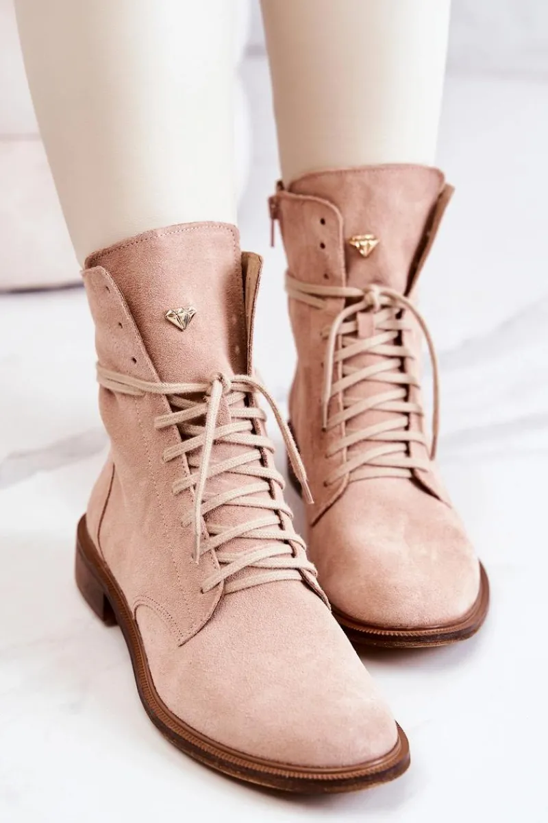 New Boto Botki Zamszowe Nicole Różowe 2697