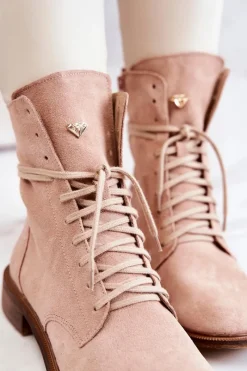 New Boto Botki Zamszowe Nicole Różowe 2697